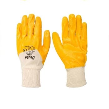 GLOVES WORKING COTTON, RUBBER COATED PALM