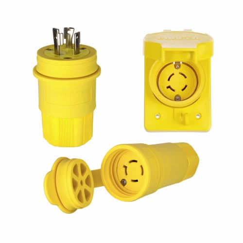 ANGLE PLUG & RECEPTACLE 3PIN-U, NON-WATERTIGHT PHENOL RESIN